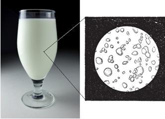 Por exemplo, o leite é um coloide no qual vemos apenas uma fase branca, mas, sob o olhar do microscópio, percebemos que existem gorduras dispersas na água O tamanho das partículas