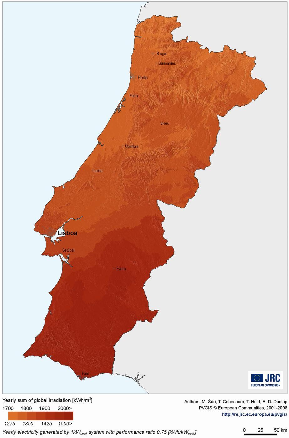 60 PAES // Município de Vila Real Figura 48 - Irradiação global e potencial máximo de