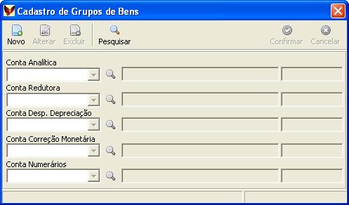 19.2 Grupo de Bens Nesta tela será cadastrado o novo grupo de bens, quando o contador ainda não tiver o cadastro efetuado. Conta Analítica - Conta do ativo.