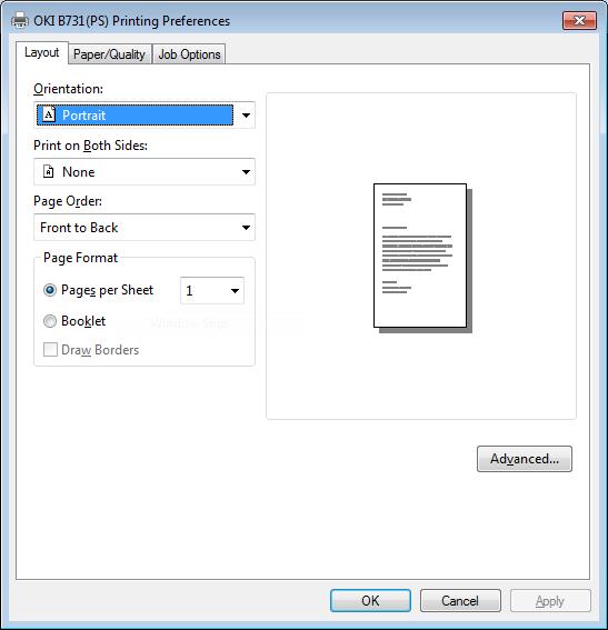 Descrição das Funções de Impressão Para Controlador de Impressora Windows PS Separador [Papel/qualidade (Paper/Quality)] 1 Separador [Esquema (Layout)] Funções de Impressão Úteis Descrição