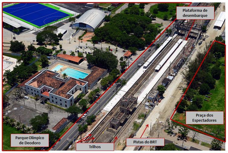 Figura 15 Vista aérea da estação Vila Militar, Praça dos Espectadores e Parque Olímpico de Deodoro 5.