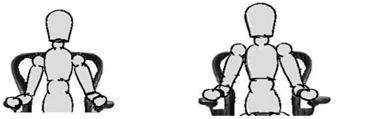 Apoio lombar correto - cadeira reclinada Sem apoio lombar OU suporte não