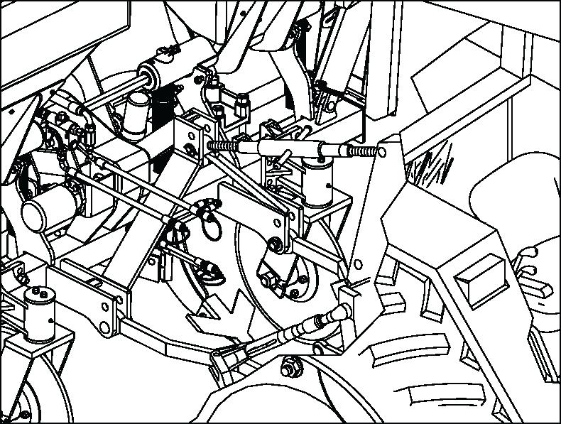 Manual de Instruções SAB-MP - 14 ENGATE AO TRATOR (figura 02) Antes de acoplar o sulcador no trator, verifique se o trator está dotado com jogo de pesos ou lastros na frente ou nas rodas dianteiras