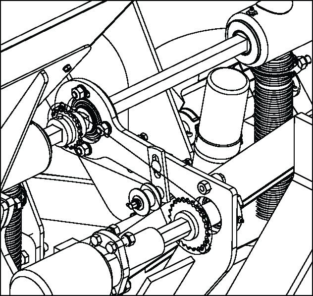 manutenção TENSÃO DAS CORRENTES ( FIGURA 15 ) - Para tensionar a corrente, proceda da seguinte forma: 1- Solte o parafuso (1), deslize o esticador (2) até a tensão necessária.