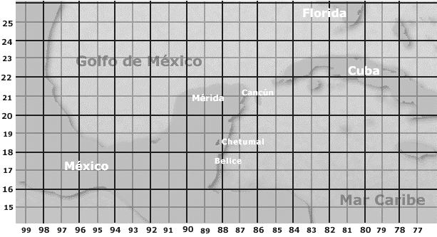 CARTOGRAFIA TEMA: ORIENTAÇÃO E COORDENADAS 1) No mapa, há um sistema de posicionamento em que a interseção de uma latitude com uma longitude forma uma coordenada geográfica. FONTE: http://www.yucatan.