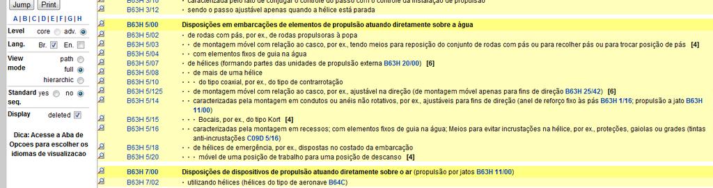 diretamente sobre a água B63H 1/36 com movimento ondulatório da hélice,