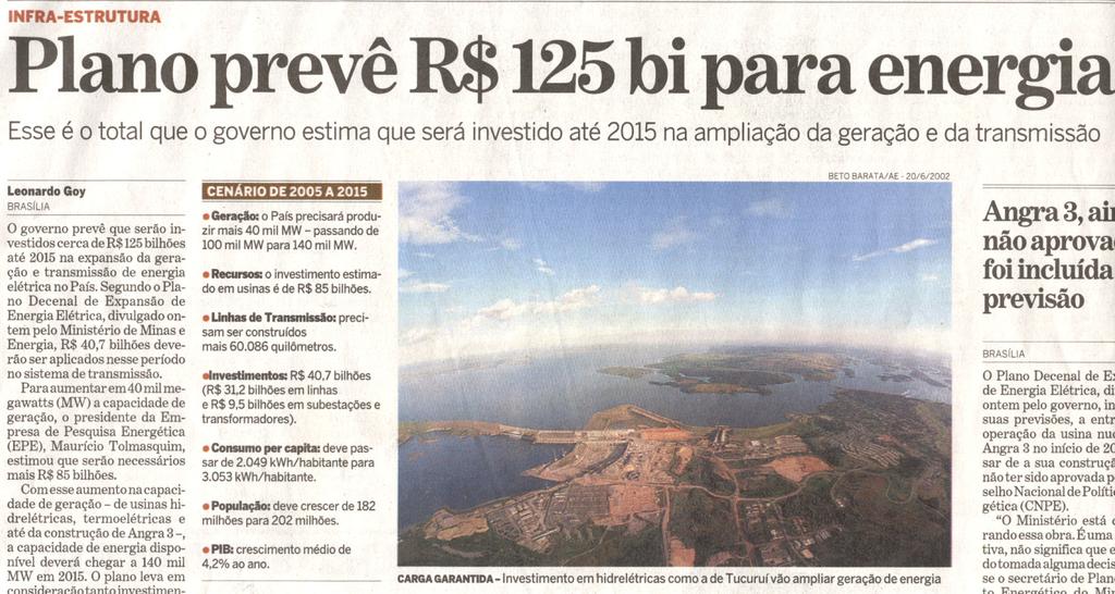 Setor energético brasileiro Crescimento de demanda e de investimentos Cenário 2005-2015 Geração: Crescimento da capacidade instalada de 94 GW para 135 GW Investimentos: R$