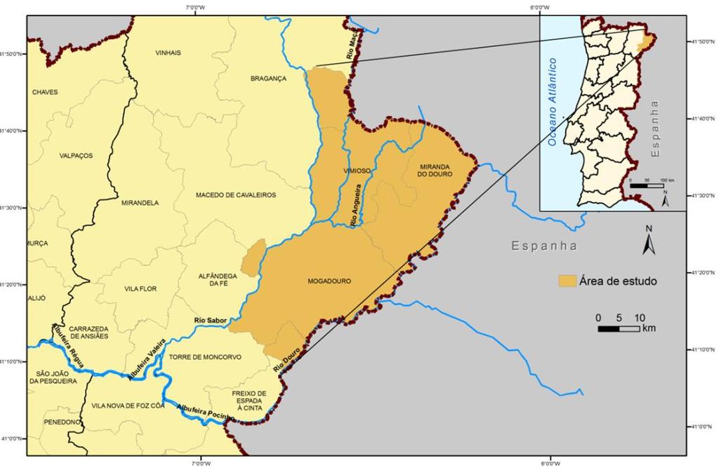 7. MATERIAL E MÉTODOS GERAIS 7.1. Localização dos ensaios O Planalto Mirandês localiza-se no extremo Nordeste de Portugal Continental, na sub-região do Alto Trás-os-Montes (Gomes et al.