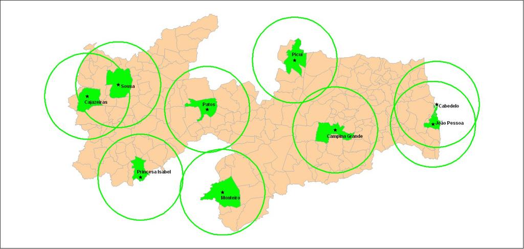 Figura 1. Localização geográfica dos campi do IFPB no Estado da Paraíba.