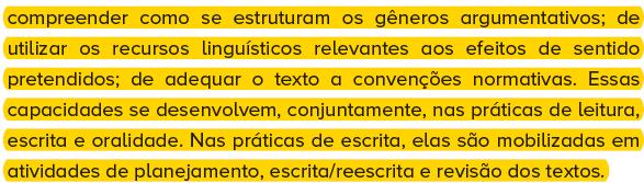 (BNCC, 2016, p 510) Com base no trecho destacado acima, é notório que a BNCC orienta que o trabalho com a escrita envolva situações concretas de uso da língua.