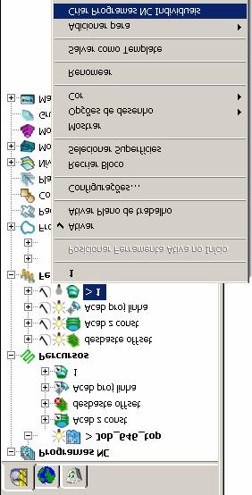 PowerMILL 10. Programas NC Um novo Programa NC é criado. Clique no símbolo de + à esquerda do Programa NC 1 para acessar seu conteúdo (o símbolo de + muda para um símbolo de -).