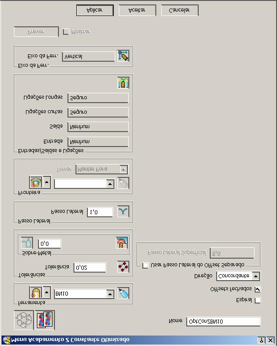 5. 3D Offset e Z Constante PowerMILL Insira o Nome - OptConZBN10. Selecione Offsets fechados. Configure a Direção como Concordante. insira um valor de Passo Lateral de 1.