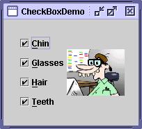 Classe JCheckBox Modela um botão de escolha que pode ser marcado e desmarcado Métodos JCheckBox public JCheckBox(String