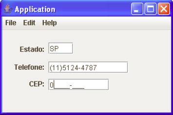 JFormattedTextField Cep MaskFormatter mask = null; try { mask = new MaskFormatter( #####-### ); mask.