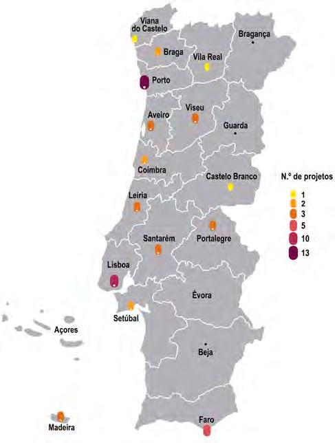 Madeira. Os distritos com maior número de candidaturas foram o Porto (com 13), Lisboa (com 10) e Faro (com 5).