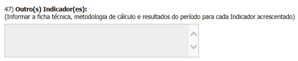 10.6 Outros Indicadores O campo 47 é opcional (preenchimento não obrigatório podendo ser