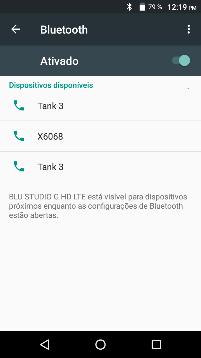 Bluetooth.» O ícone do Bluetooth aparece na barra de notificações. O Bluetooth começa, então, a procurar todos os aparelhos ao alcance e mostrará todos os dispositivos disponíveis.