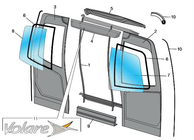 C250 - Conjunto Parede de Separação Motorista C250 - Conjunto Pared Separacion del Conductor C250 - Drivers Partition Wall 01 10294619 ESTRUTURA PAREDE SEPARAÇÃO DO MOTORISTA CONJUNTO ESTRUCTURA EN