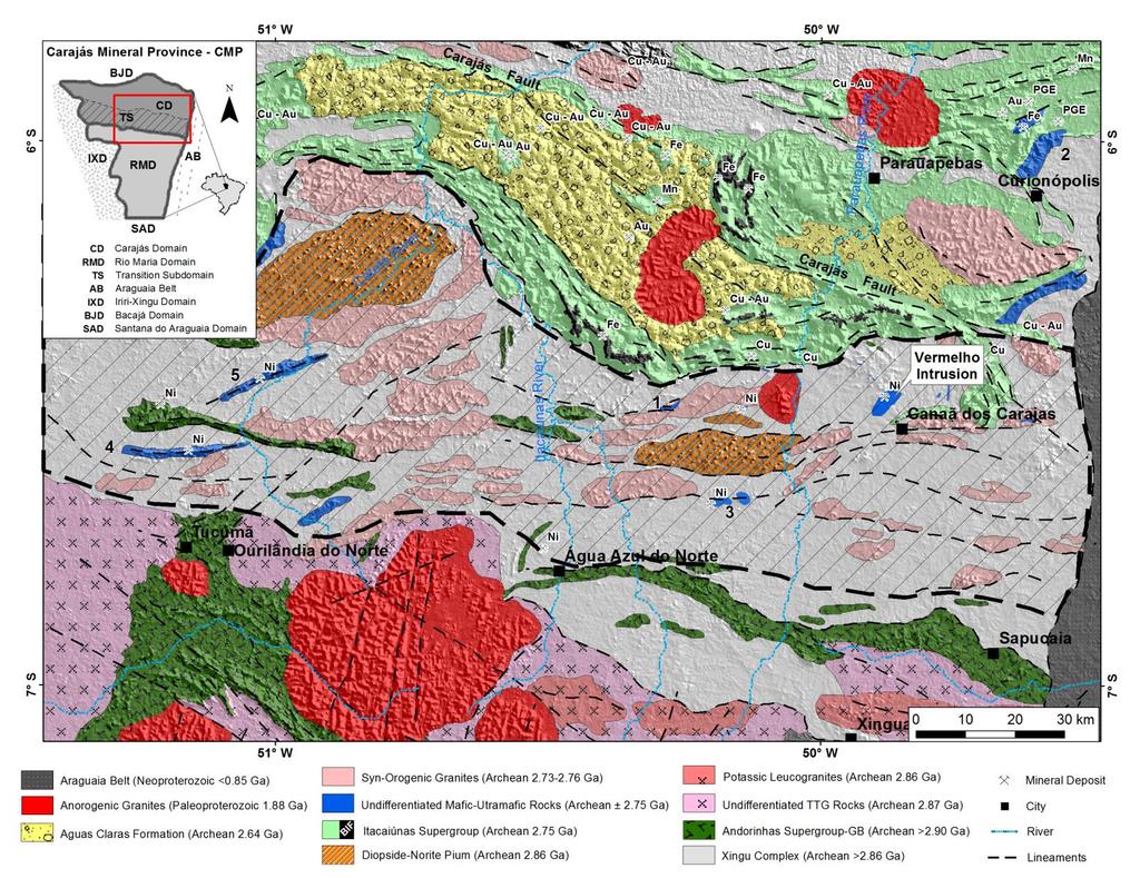 Figure 1.1. Regional geological map showing part of the CMP (partially modified from Vasquez et al., 2008).