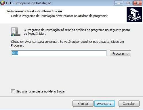 Neste momento será criada uma entrada para o sistema no Menu Iniciar.