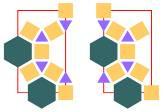 A malha #A{T,U}3 é formada por 6 pontos, ou 14 arestas, 3 quadrados e 6 triangulos.