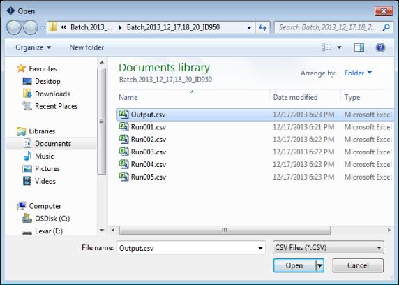 Importar um ficheiro CSV de lote: Com o software aberto, clicar no botão CSV no ecrã