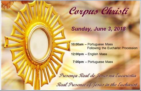 St. James R.C. Church 27 de May Maio 27, de 2018 2018 3 Queridos Paroquianos, Hoje celebramos a festa da Santíssima Trindade.