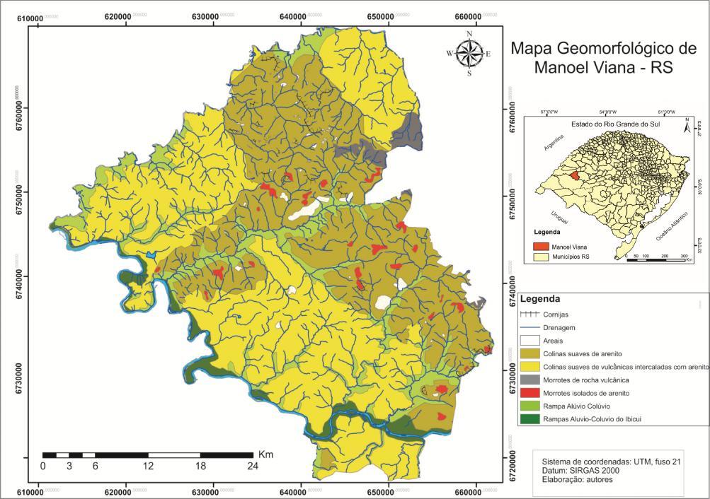 Figura 03 Mapa geomorfológico do município de Manoel Viana Figura 04 Processos de voçorocamento e