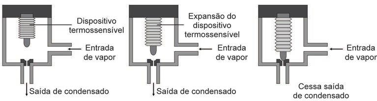 vapor começa a sair e, por apresentar uma temperatura maior, provoca a dilatação do corpo termossensível, fechando a sua saída. Figura 7.