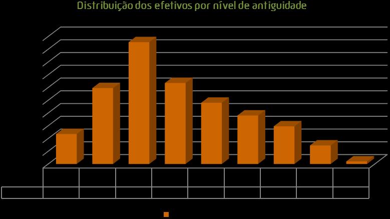 antiguidade, contando apenas com 4 trabalhadores, prevendo-se no entanto, que nos próximos anos o número de efetivos neste intervalo aumente, em resultado das alterações legislativas em matéria de