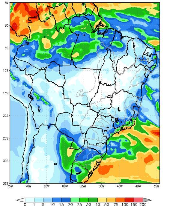 PMO de Julho Semana Operativa de 07/07/18 a 13/06/18 Figura 1 - Precipitação acumulada prevista pelo modelo ETA (CPTEC/INPE) para o período de 07/07 a 13/07/18 Nas bacias dos rios Paranapanema,