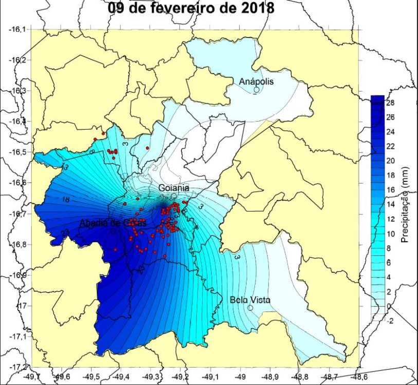 Plotagem das Ocorrências conforme a Espacialização das Chuvas Figura 1-