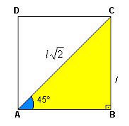 quadrado de lado l e diagonal Triângulo eqüilátero