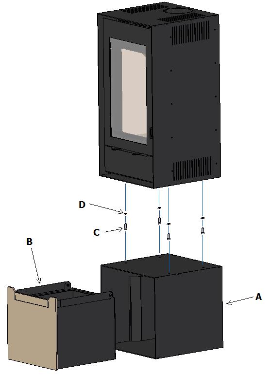 balde (B) de dentro do módulo para aceder ao local de aperto dos parafusos do módulo. Fig. 21 Fixação módulo System 1 Fig.