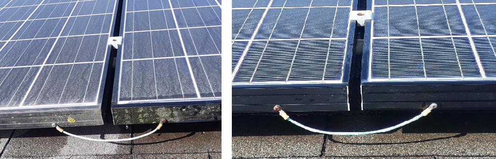 Figura 2 Comparação entre antes e depois da limpeza dos módulos fotovoltaicos no EV.
