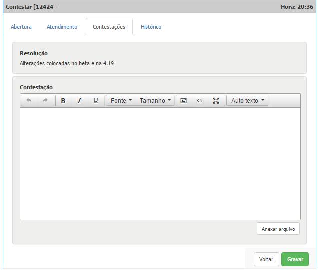 Contestando um Chamado Após um chamado ser encerrado pelo técnico, o cliente poderá contestar a resolução do problema, dentro de um prazo de 7 dias. Após esse período o chamado aprova automaticamente.