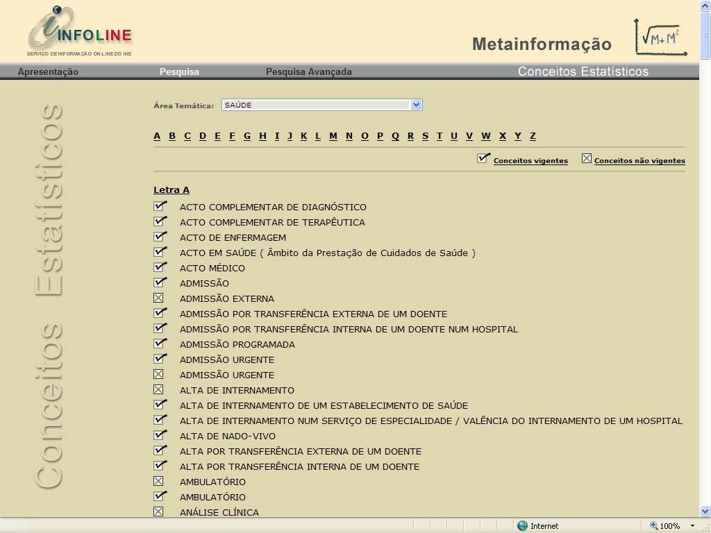 Plano de Desempenho http://conceitos.ine.pt/pesquisa2.