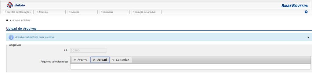 O formato do arquivo deve ser XML ou TXT, cujo layout está disponível em www.bmfbovespa.com.br/balcao > Documentação de suporte.