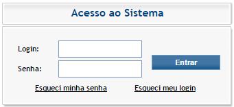 Para efetuar o login de acesso os campos de usuário e senha deverão ser preenchidos: Usuário: Campo para identificação do Usuário. Senha: Código de acesso do Usuário.