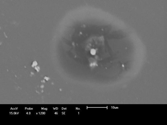 A Fotomicrografia de MEV da superfície de topo da membrana de poli(éter imida) com 5% de argila, está exposta na Fig. 4.