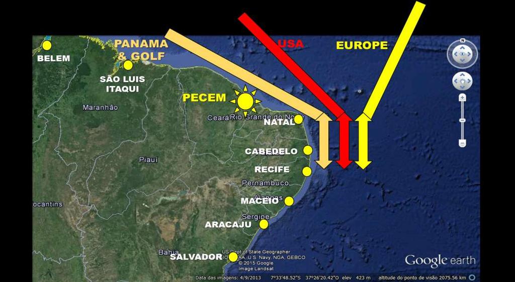 PRINCIPAIS ROTAS COM GRANDES NAVIOS PASSAM PRÓXIMOS AO