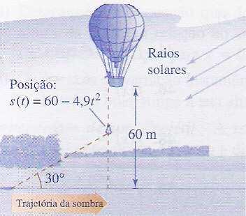 metros, no momento em que o ângulo de elevação em relação ao sol é de 30 o (veja