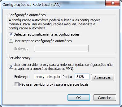 Configurações de Lan.