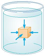 Pressão Figura 1: Em qualquer ponto na superfície do material submerso (e nas paredes do container)