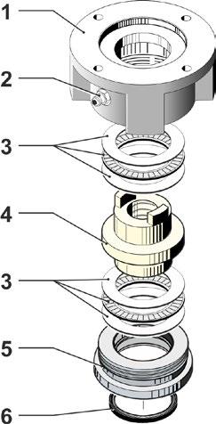 3 Montagem e conexão 3 Montagem e conexão A flange de saída (fig., pos. 1) não precisa ser removida do atuador rotativo! 1. Retirar girando o anel de centralização (fig., pos. 5) da flange de saída.