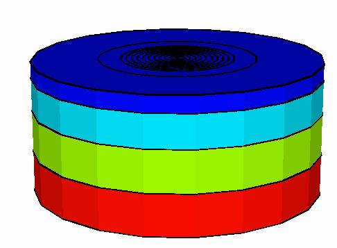 Figura 44 Modelo Proposto Características 13 blocos em r 1 bloco em ϴ 4 blocos em z Dimensões em ϴ: 360 Dimensões em z (ft): 10,20