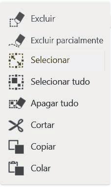 2. Usar um quadro branco Cortar ou copiar traços 1. Toque em, o ícone Selecionar e excluir, e depois toque em, o ícone Selecionar. DMT201 2.