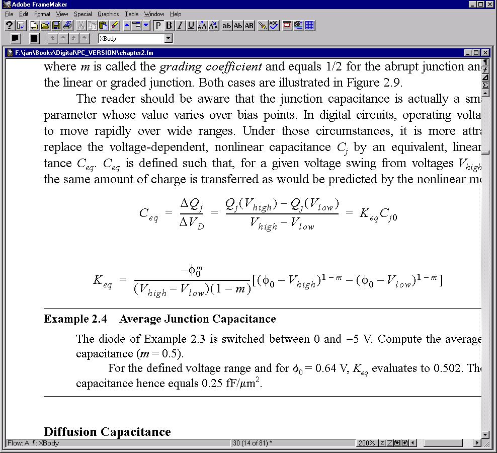 Linearização da capacidade de junção Substituir uma capacidade não-linear por uma capacidade