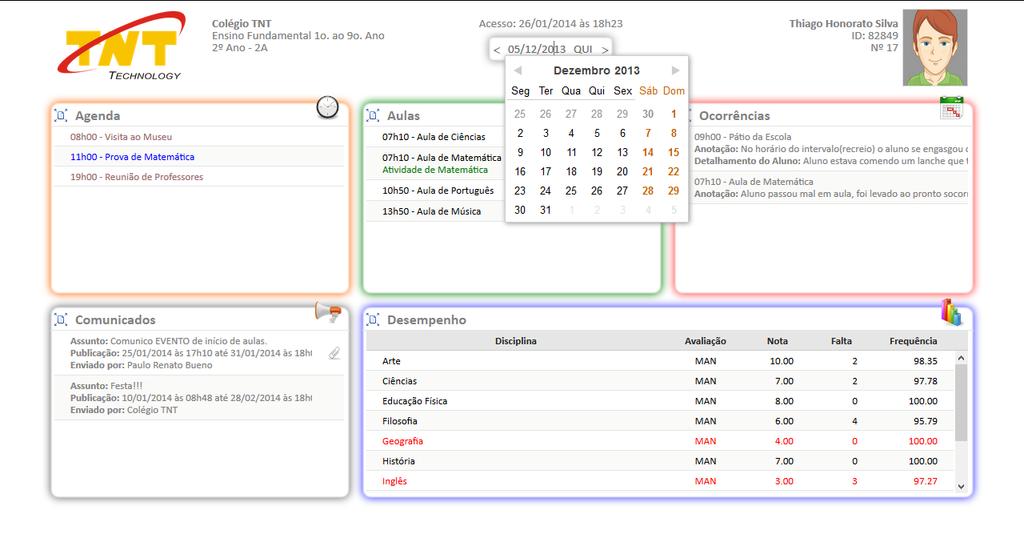 1º - Para navegar entre as datas utilize o sinal de menor e maior < > ou clique na data para habilitar o calendário.