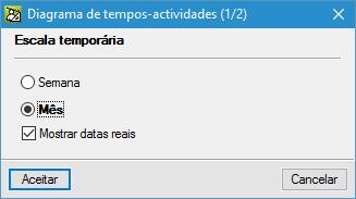 selecção das listagens relacionadas com o diagrama de Gantt.